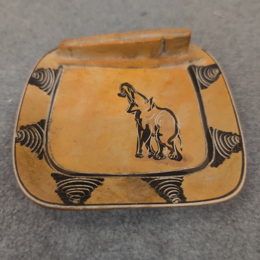 Unique Orange Ceramic Trinket Dish Elephant Design Decorative Collectible - Picture 1 of 4